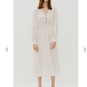 BAUM UND PFERDGARTEN Adison Polka Dot Midi Dress In White Size 36